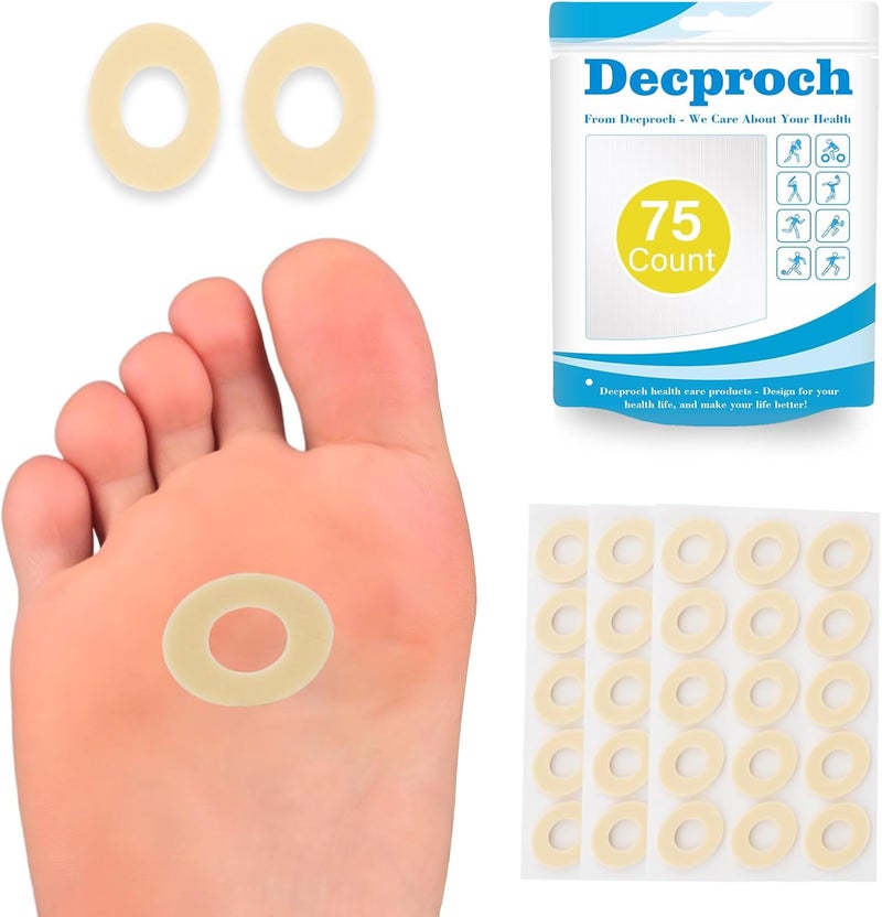 Decproch Callus Cushions, Adhesive Corn Pads, 5 Sheets (75 PCS) Corn Pads for Toes, Feet, Heel, Bottom of Foot | Foot Corn Pads | Corn Cushions Patches Reduce Friction - Image 1